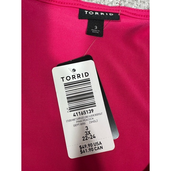 Torrid Bodysuit Womens 3X 22/24 Pink Studio Knit Surplice Top Stretch - Picture 6 of 11